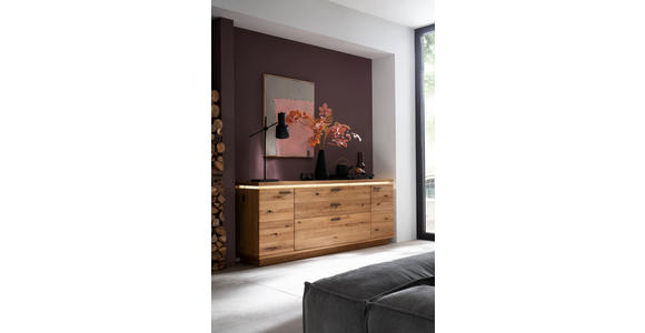 SIDEBOARD 210/84/44 cm  - Eichefarben/Anthrazit, Natur, Holz/Holzwerkstoff (210/84/44cm) - Linea Natura