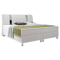 BOXSPRINGBETT  in Weiß  - Silberfarben/Weiß, KONVENTIONELL, Leder/Textil (180/115/210cm) - MID.YOU