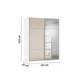 SCHWEBETÜRENSCHRANK 181/223/68 cm 2-türig Weiß, Champagner  - Champagner/Alufarben, KONVENTIONELL, Glas/Holzwerkstoff (181/223/68cm) - Novel