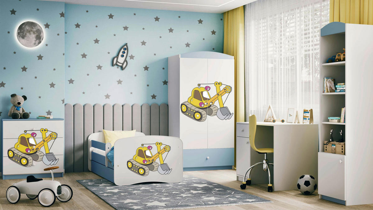 KINDER-/JUNIORBETT 80/160 cm  in Blau  - Blau/Birkefarben, MODERN, Holz/Holzwerkstoff (80/160cm) - MID.YOU