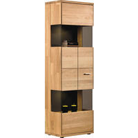 VITRINE Portland in massiv Eiche   - Silberfarben/Schwarz, Design, Glas/Holz (63/200/40cm) - Musterring