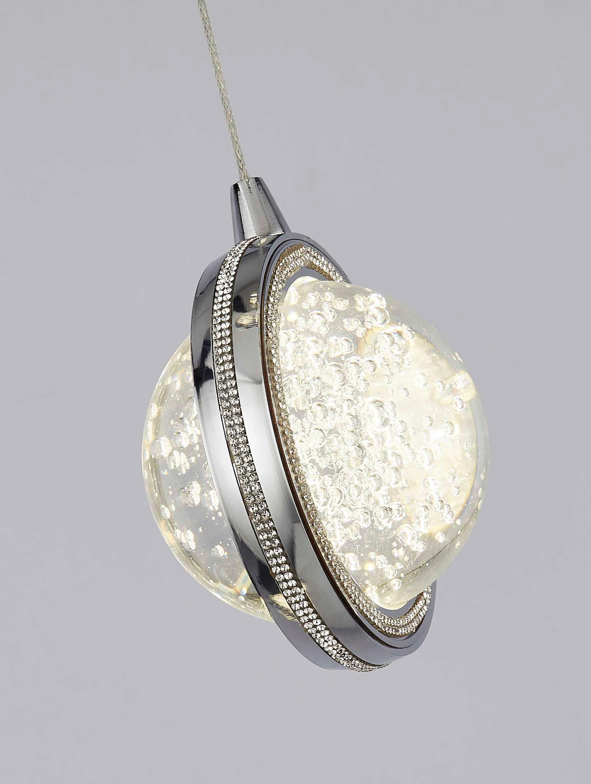 Thumbnail - Searchlight Led-Hängeleuchte Quartz, Chrom, Transparent, Metall, Glas, 150 cm, Europäischer Sicherheitsstandard, höhenve...