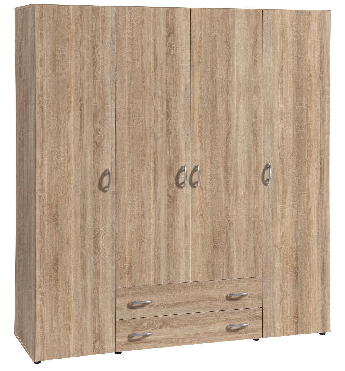 DREHTÜRENSCHRANK 161/176/53 cm 4-türig Eichefarben  - Eichefarben/Alufarben, KONVENTIONELL, Holzwerkstoff/Kunststoff (161/176/53cm) - P & B