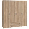 DREHTÜRENSCHRANK 161/176/53 cm 4-türig Eichefarben  - Eichefarben/Alufarben, KONVENTIONELL, Holzwerkstoff/Kunststoff (161/176/53cm) - P & B
