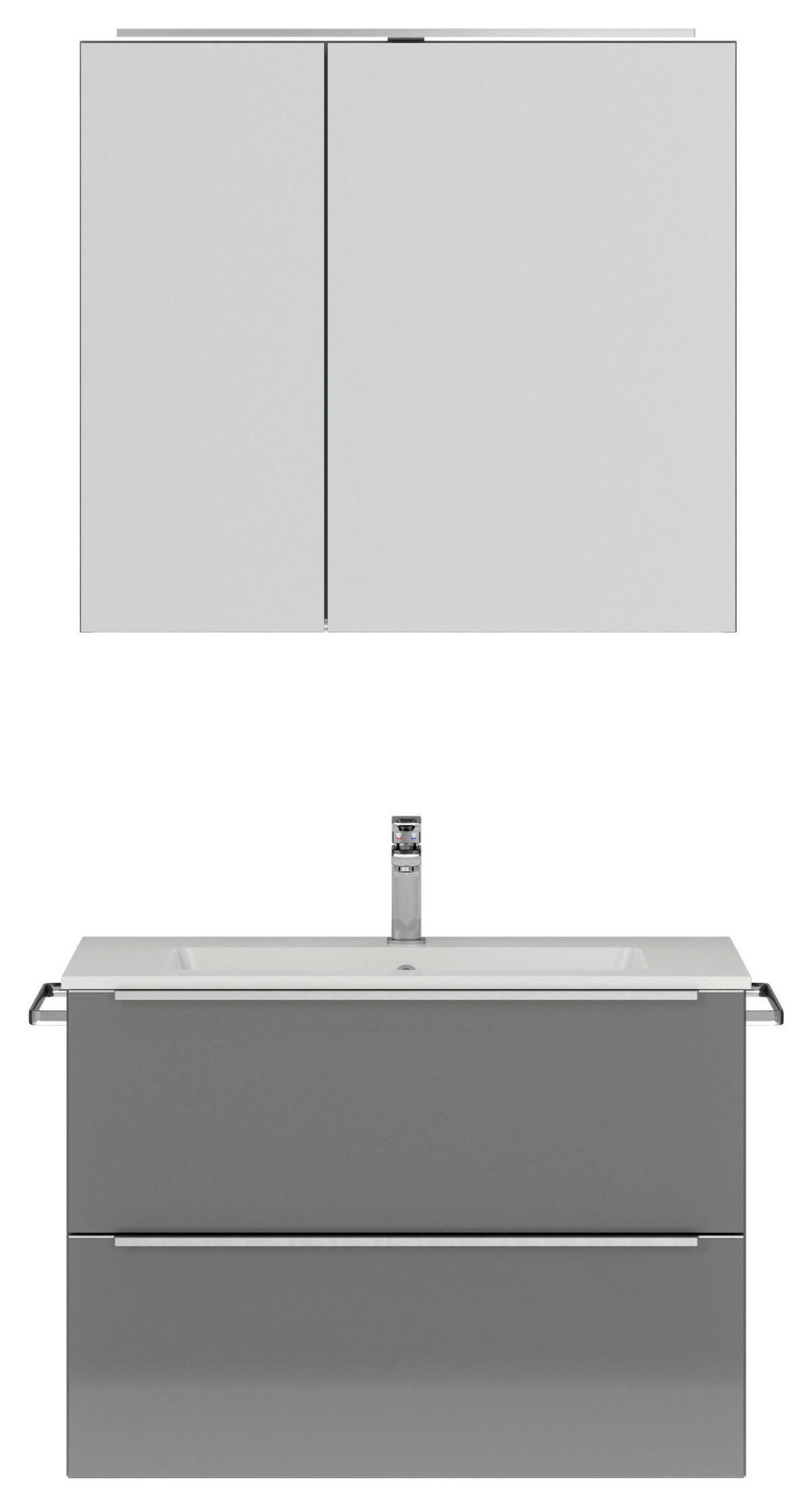 BADEZIMMER 3-teilig  in 81 cm  - Schieferfarben/Edelstahlfarben, MODERN, Holzwerkstoff/Stein (81cm) - Nobilia