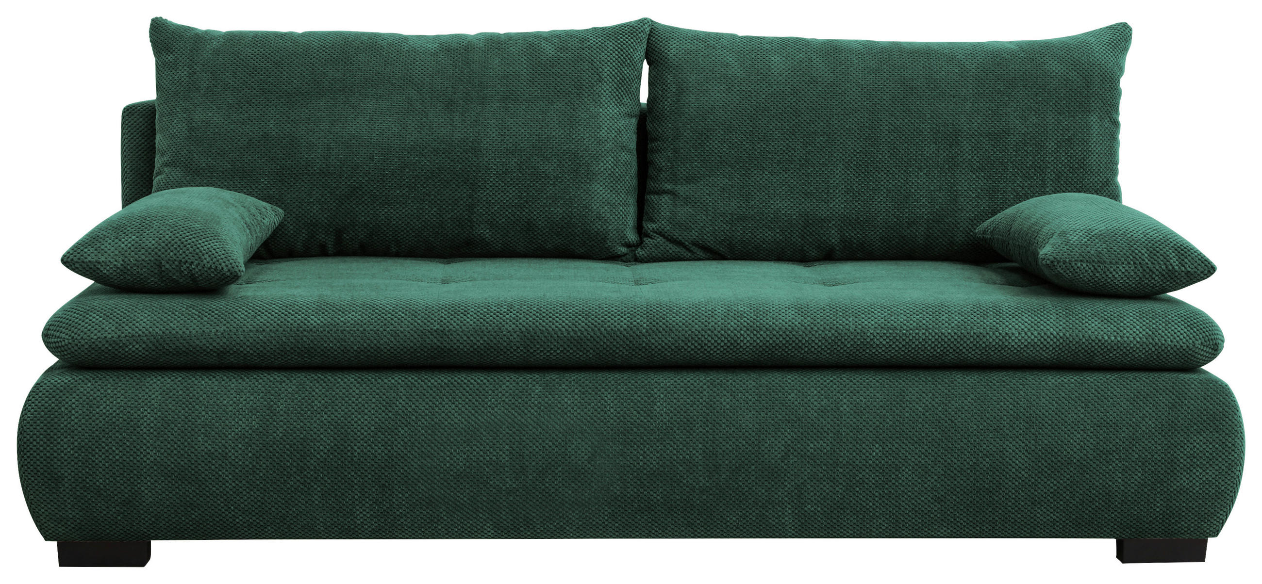 SCHLAFSOFA in Webstoff, Plüsch Dunkelgrün  - Dunkelgrün/Schwarz, Konventionell, Textil (203/72-96/98cm) - Novel