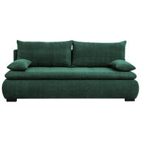 SCHLAFSOFA in Webstoff, Plüsch Dunkelgrün  - Dunkelgrün/Schwarz, Konventionell, Textil (203/72-96/98cm) - Novel