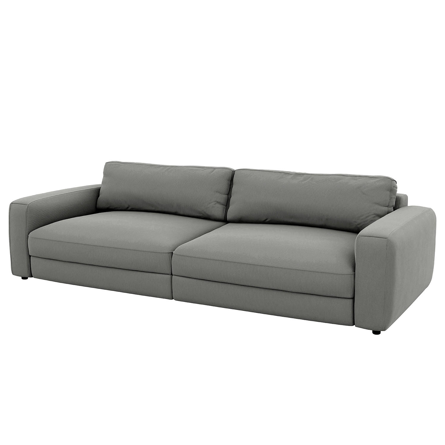 BIGSOFA in Cord Dunkelgrau - Dunkelgrau/Schwarz, Modern, Kunststoff/Textil (264/84/125cm) - Trendmanufaktur