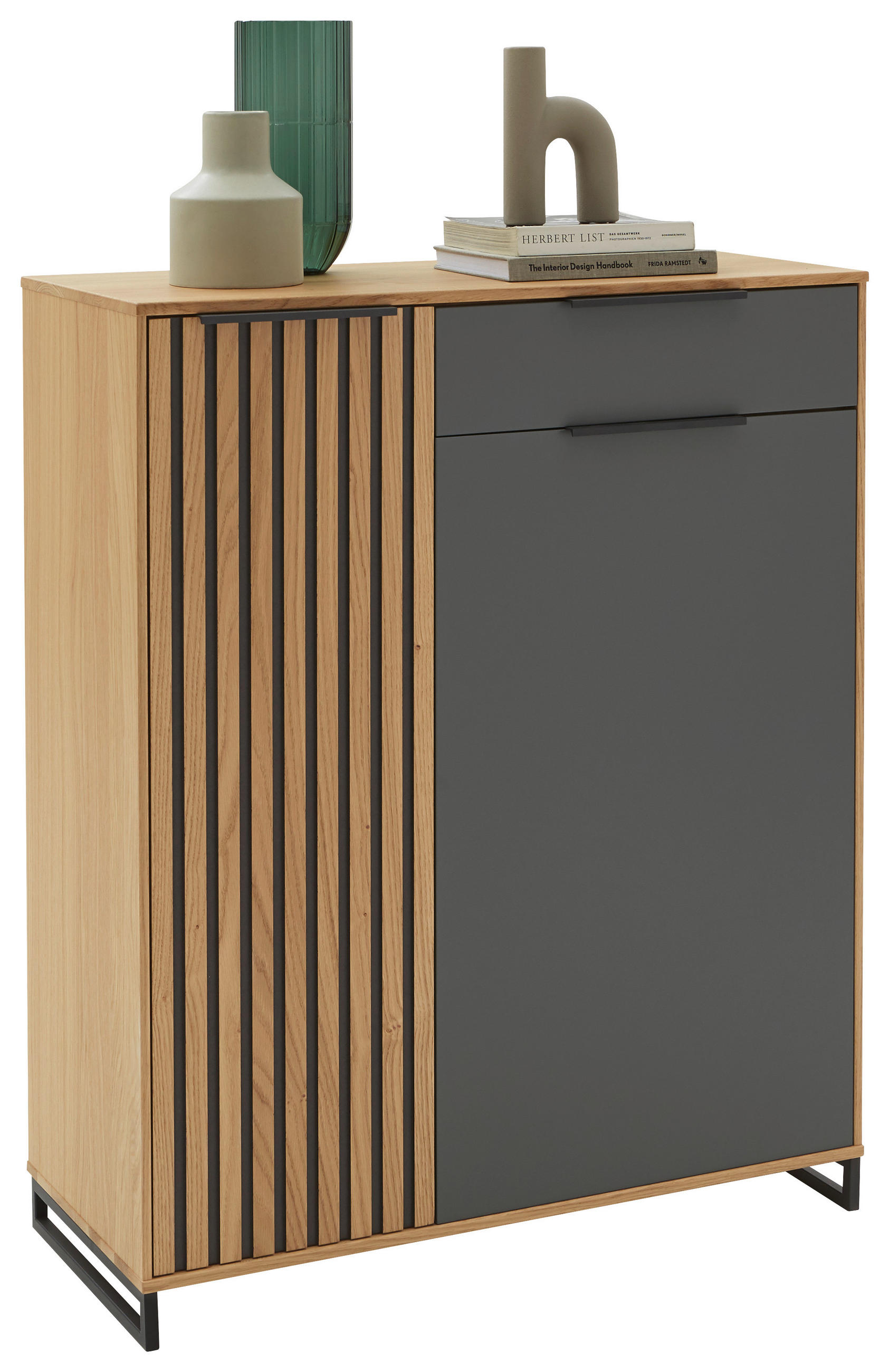 SCHUHSCHRANK Asteiche, Eiche furniert, teilmassiv Grau, Eichefarben, Eiche Bianco  - Eiche Bianco/Eichefarben, Design, Holz/Holzwerkstoff (86/105/37cm) - Dieter Knoll