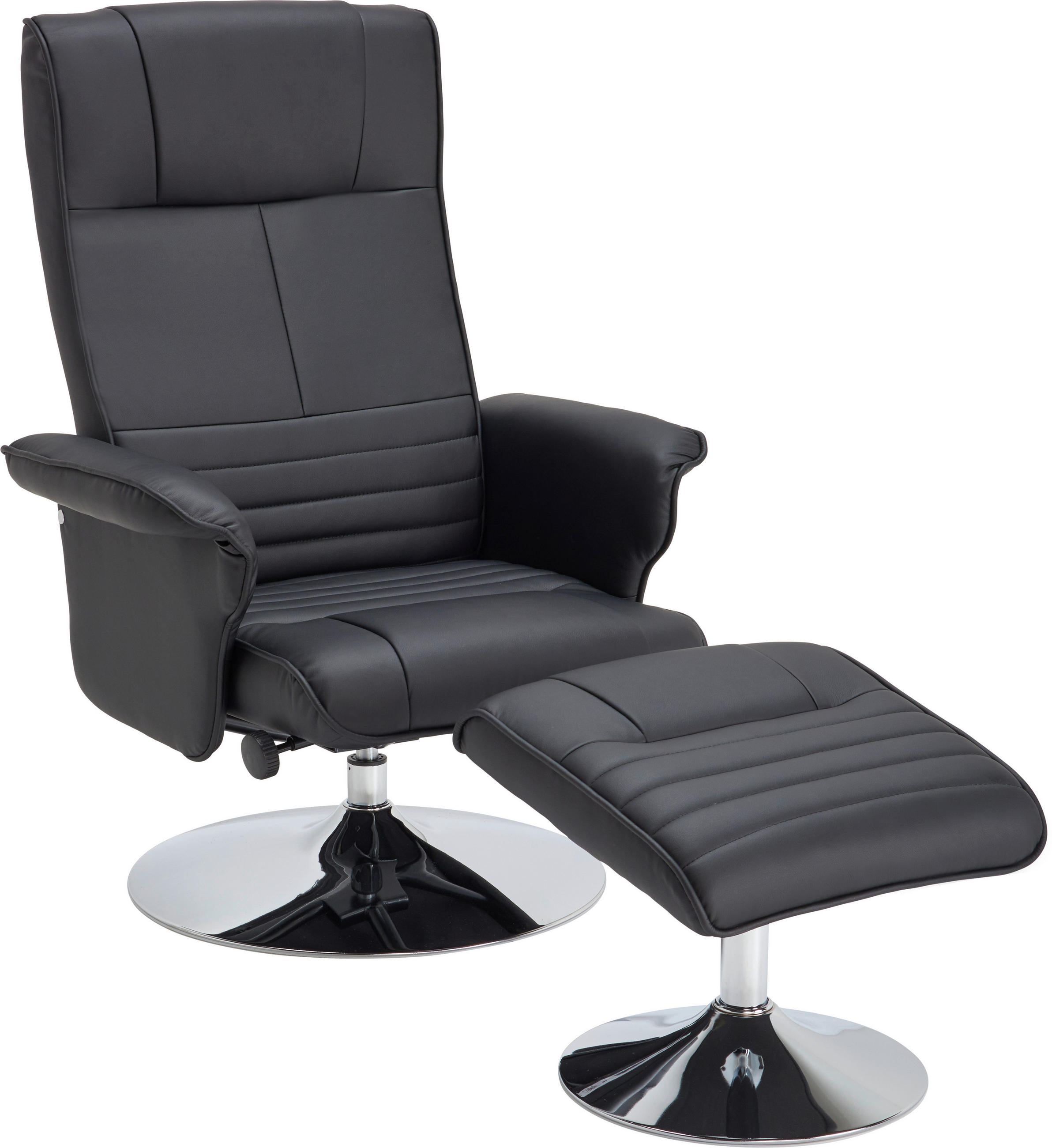 RELAXSESSELSET Lederlook    - Chromfarben/Schwarz, Design, Textil/Metall (77/95-111/81-117cm) - Cantus