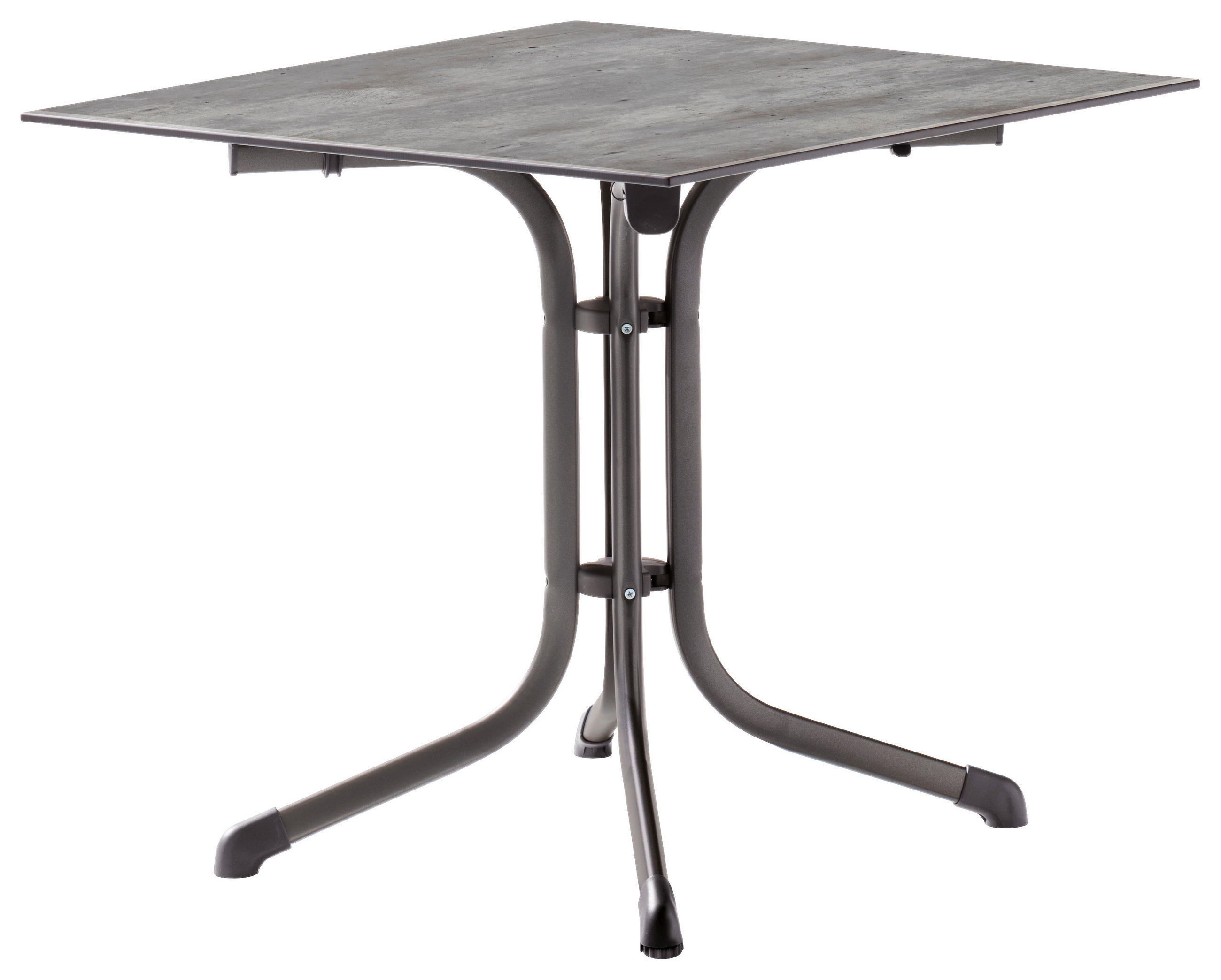 GARTENKLAPPTISCH 80/80/73 cm Metall, Kunststoff quadratisch  - Silberfarben/Grau, Basics, Kunststoff/Metall (80/80/73cm) - Sieger