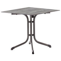 GARTENKLAPPTISCH 80/80/73 cm Metall, Kunststoff quadratisch  - Silberfarben/Grau, Basics, Kunststoff/Metall (80/80/73cm) - Sieger