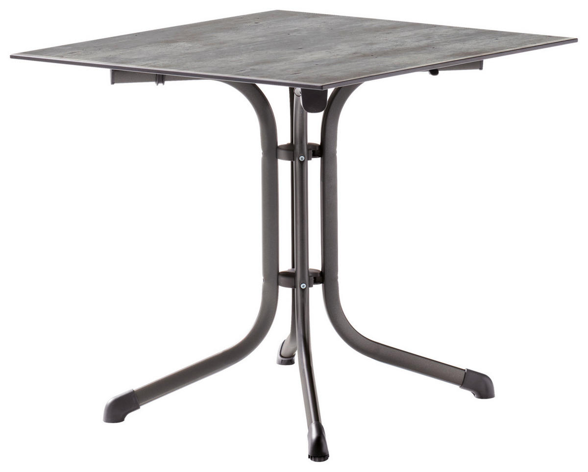 GARTENKLAPPTISCH 80/80/73 cm Metall, Kunststoff quadratisch  - Silberfarben/Grau, Basics, Kunststoff/Metall (80/80/73cm) - Sieger