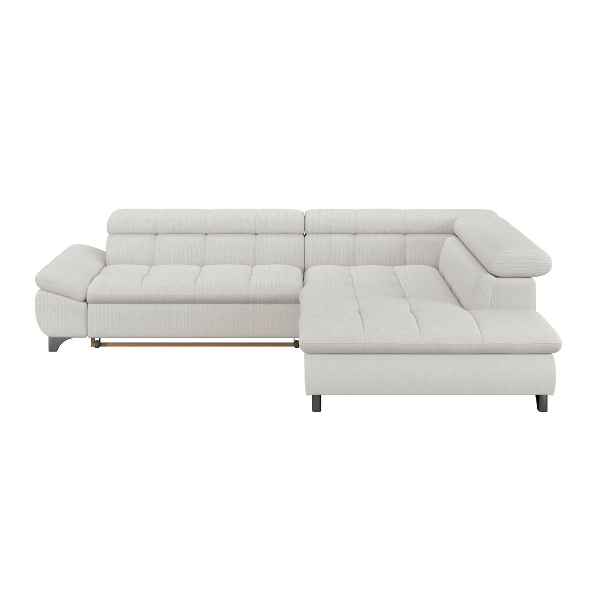 ECKSOFA Creme Chenille  - Chromfarben/Creme, KONVENTIONELL, Textil/Metall (312/234cm) - Livetastic
