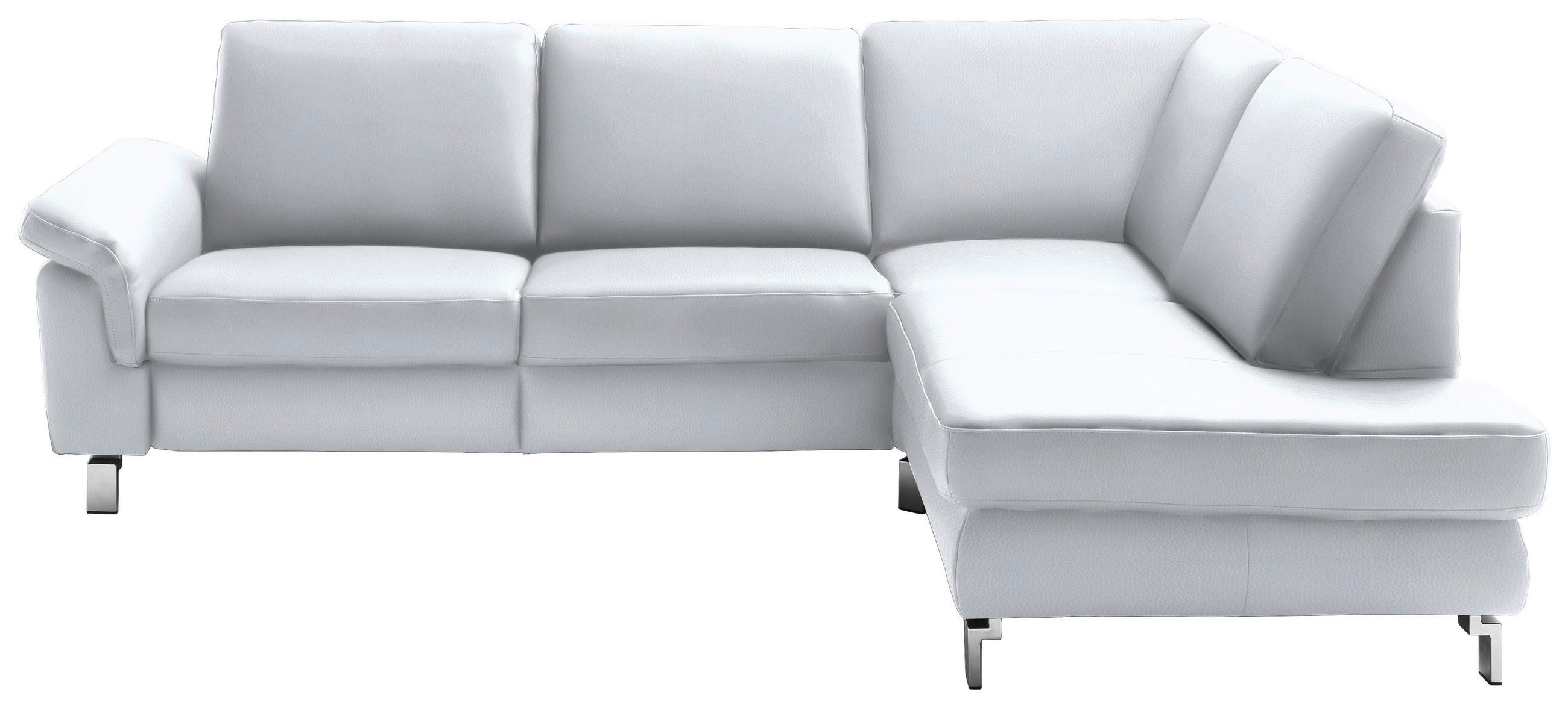 CANAPÉ D'ANGLE in Echtleder Weiss  - couleur chromée/blanc, Design, cuir/métal (271/200cm) - Pure Home Lifestyle