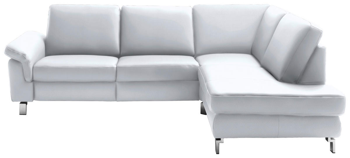 CANAPÉ D'ANGLE in Echtleder Weiss  - couleur chromée/blanc, Design, cuir/métal (271/200cm) - Pure Home Lifestyle