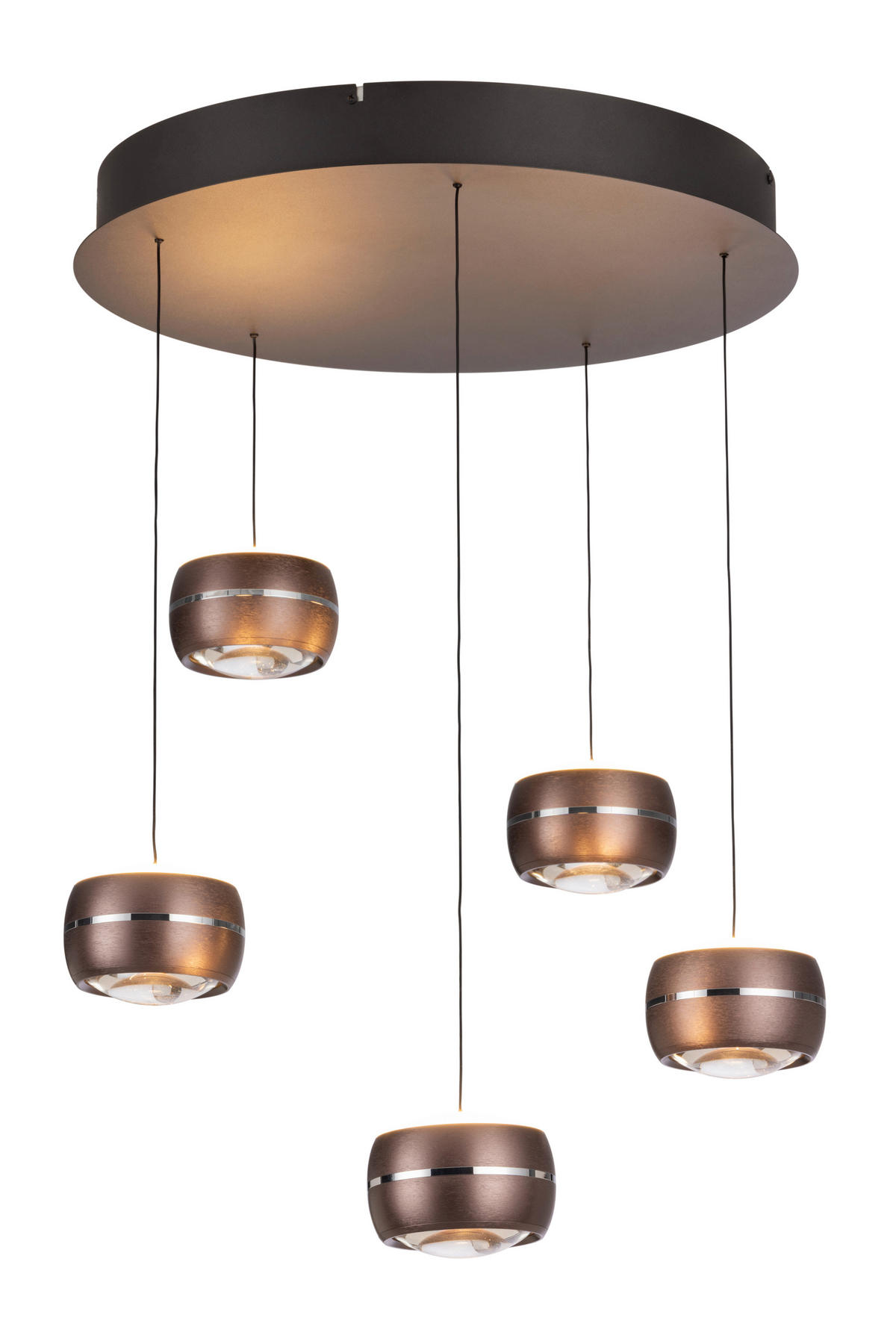 ZÁVESNÉ LED SVIETIDLO, 52,5/180 cm  - hnedá, Basics, kov/sklo (52,5/180cm) - Dieter Knoll