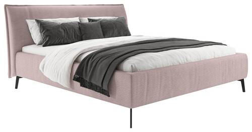 POLSTERBETT gepolstertes Kopfteil 180/200 cm  in Altrosa  - Schwarz/Altrosa, Design, Textil/Metall (180/200cm) - Lomoco