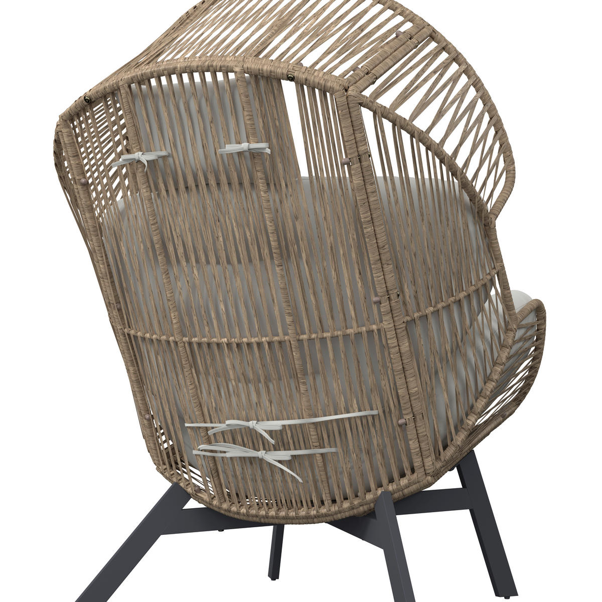 LOUNGESESSEL Naturfarben, Schwarz, Beige Stahl  - Beige/Schwarz, Design, Kunststoff/Textil (101/140/96cm) - Ambia Garden