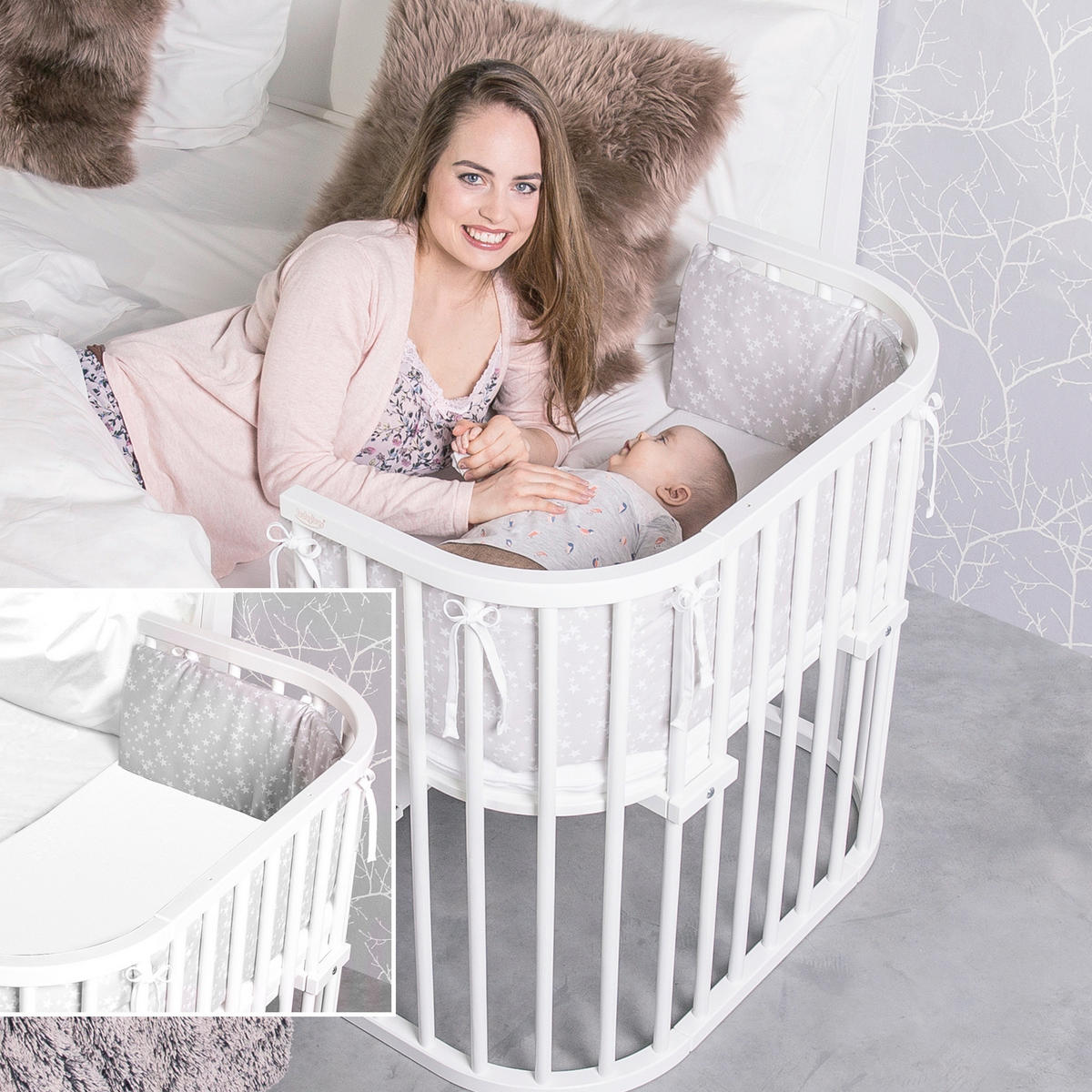 BEISTELLBETT BOXSPRING XXL  110/62/96,50 cm  - Naturfarben, Basics, Holz (110/62/96,50cm) - Babybay