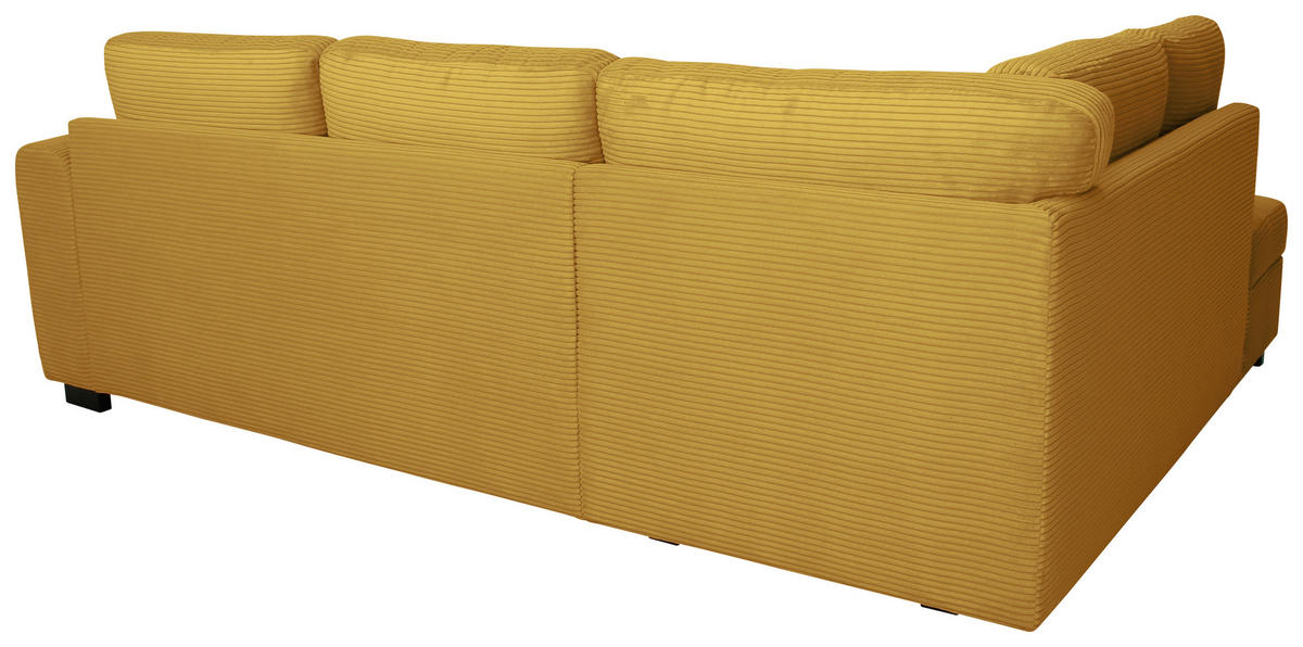 ECKSOFA JOHN Senfgelb Cord Rückenkissen, Bettkasten, Liegefläche im Originalstoff  - Senfgelb/Schwarz, Trend, Kunststoff/Textil (178/239cm) - P & B