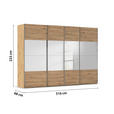 SCHWEBETÜRENSCHRANK  in Eiche Artisan  - Chromfarben/Eiche Artisan, Design, Glas/Holzwerkstoff (316/223/68cm) - Novel