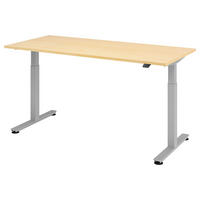 SCHREIBTISCH höhenverstellbar, in verschiedenen Holz-Dekoren erhältlich  - Silberfarben/Ahornfarben, KONVENTIONELL, Holzwerkstoff/Metall (180/80/72-119cm) - Venda
