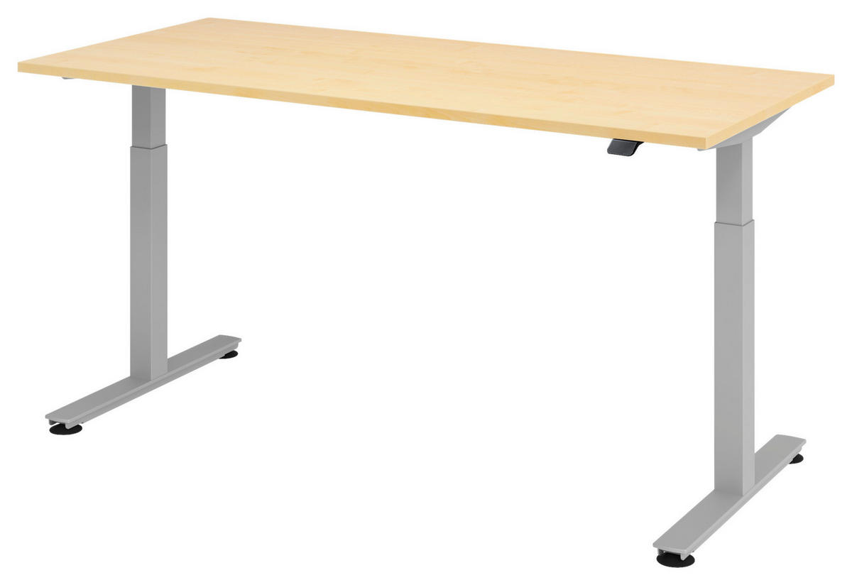 SCHREIBTISCH höhenverstellbar, in verschiedenen Holz-Dekoren erhältlich  - Silberfarben/Ahornfarben, KONVENTIONELL, Holzwerkstoff/Metall (180/80/72-119cm) - Venda
