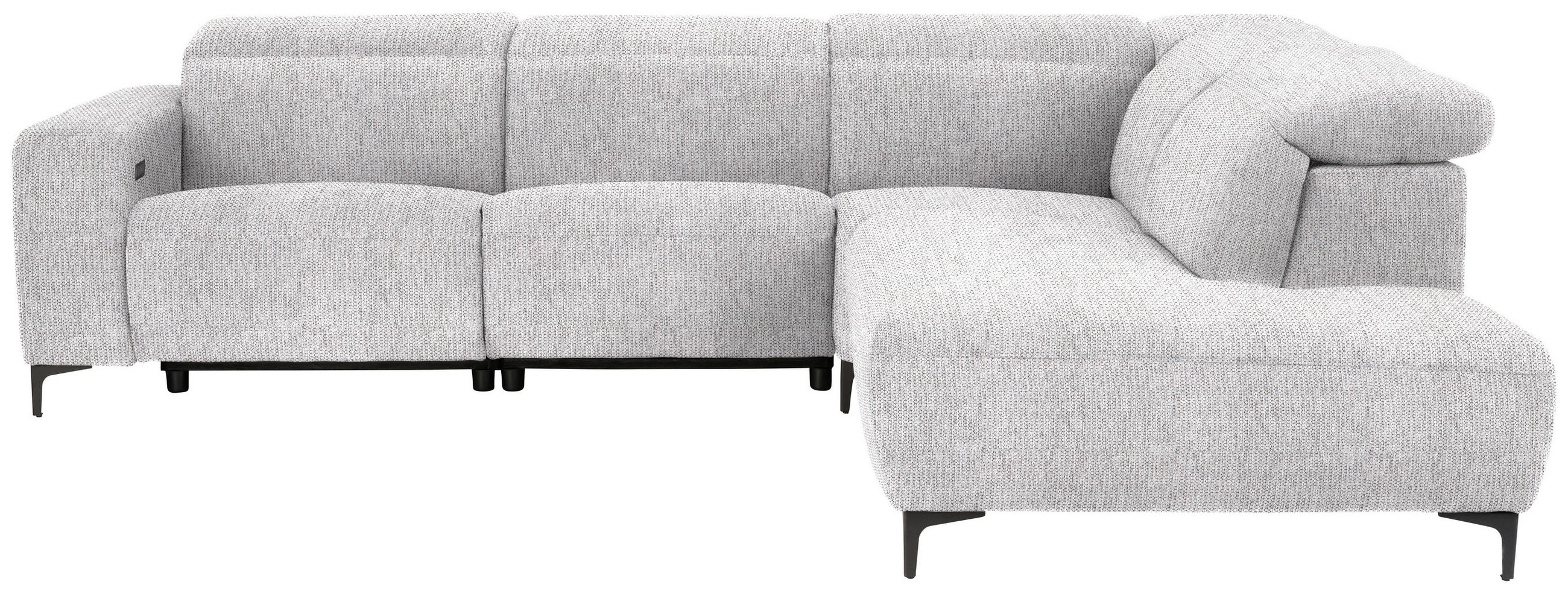 ECKSOFA in Flachgewebe Hellgrau  - Hellgrau/Schwarz, Design, Textil/Metall (290/238cm) - Pure Home Lifestyle
