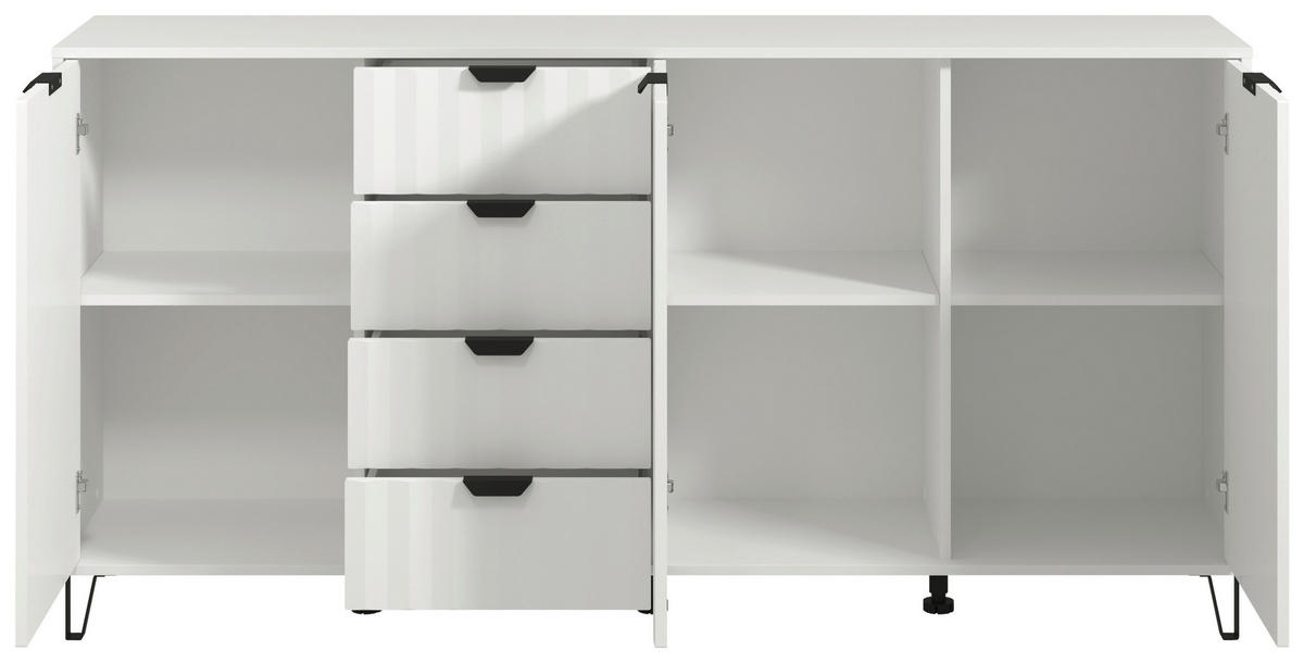 TÁLALÓSZEKRÉNY 182,5/90,5/40 cm  - fekete/fehér, Basics, faalapú anyag/fém (182,5/90,5/40cm) - Xora