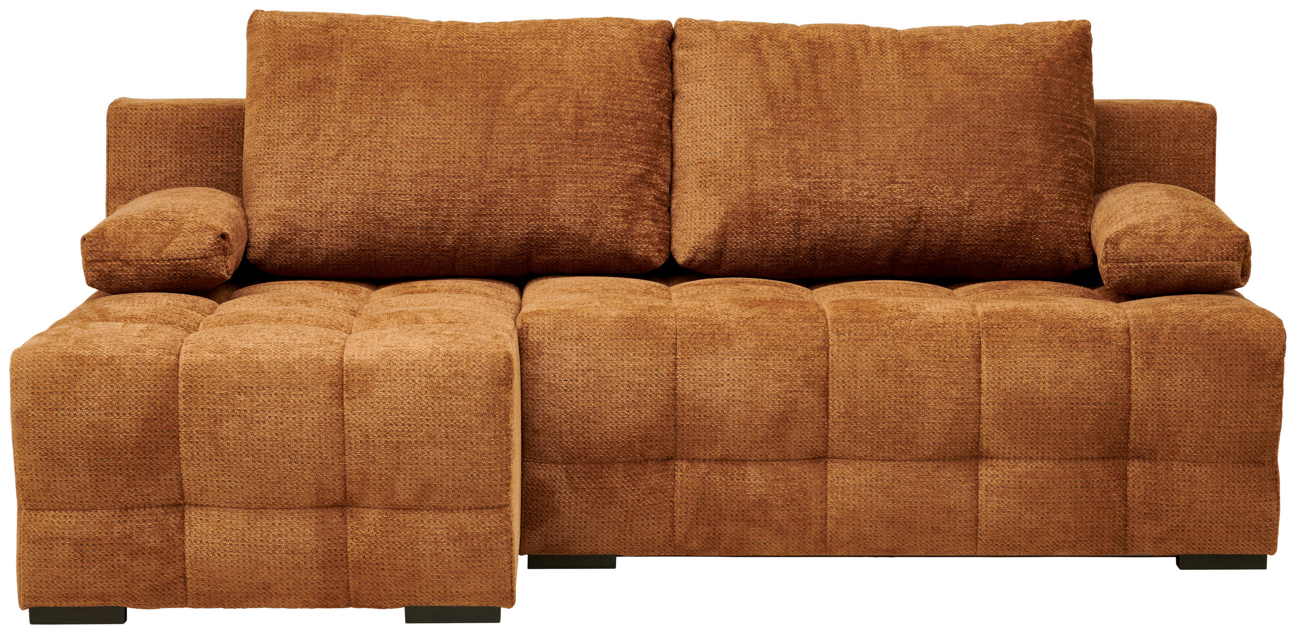 ECKSOFA Rostfarben Chenille  - Rostfarben/Schwarz, MODERN, Kunststoff/Textil (145/204cm) - home24