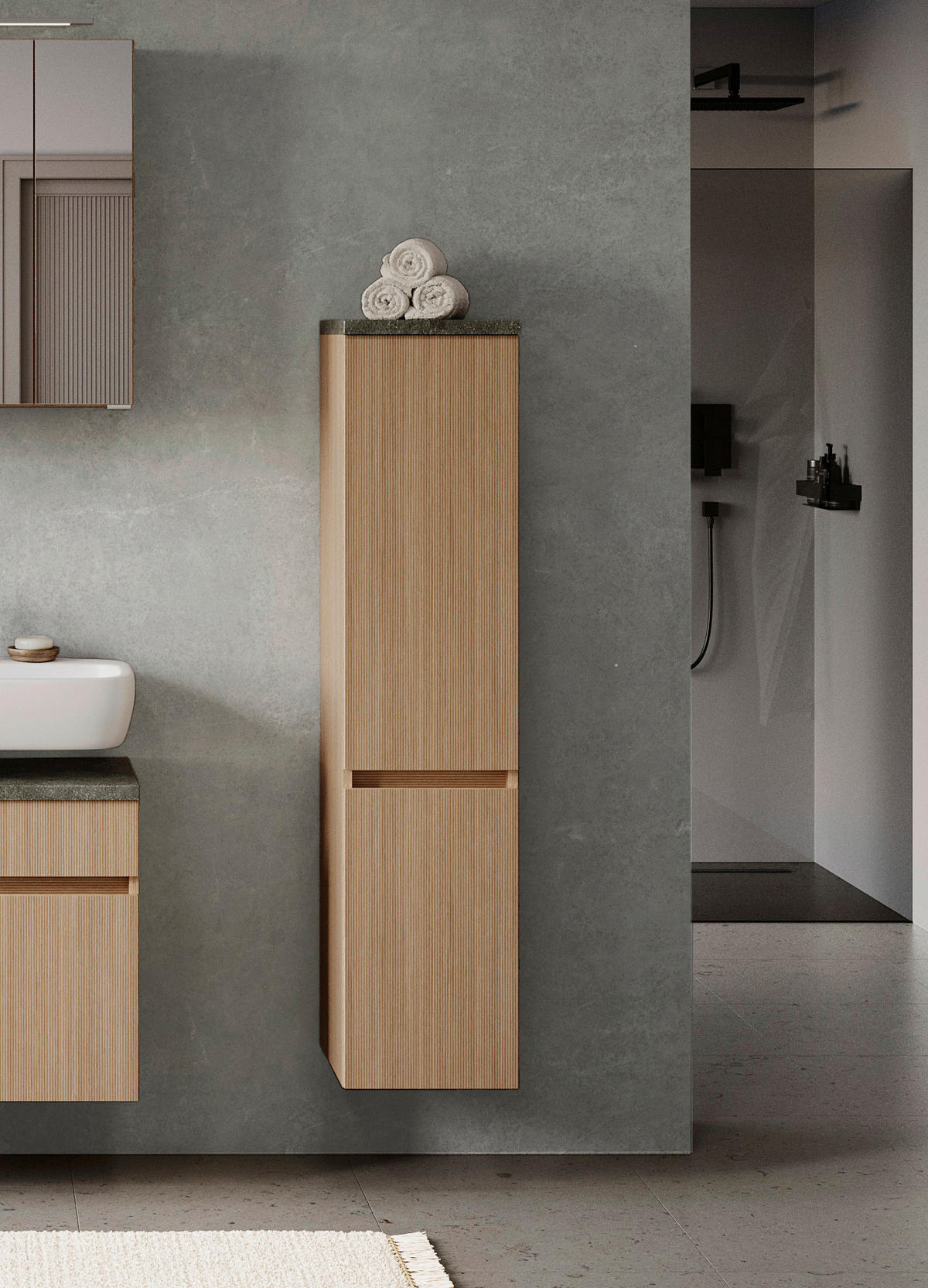 MIDISCHRANK 30/131/35 cm  - Sandfarben/Eichefarben, KONVENTIONELL, Holzwerkstoff/Kunststoff (30/131/35cm) - Xora