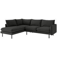 ECKSOFA Samos Dunkelgrau Flachgewebe  - Dunkelgrau/Schwarz, Design, Textil/Metall (204/267cm) - Livetastic