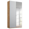 DREHTÜRENSCHRANK 2-türig Grau, Eichefarben  - Eichefarben/Alufarben, Trend, Glas/Holzwerkstoff (101/223/60cm) - Stylife