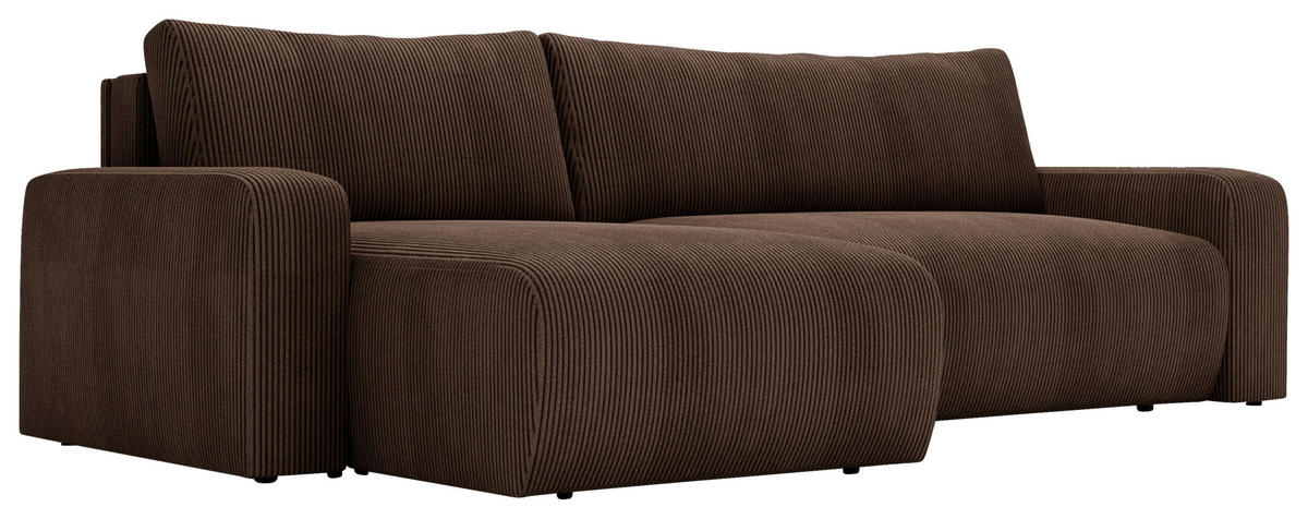 ECKSOFA Cord Braun  - Schwarz/Braun, Modern, Kunststoff/Textil (150/245cm) - Carryhome