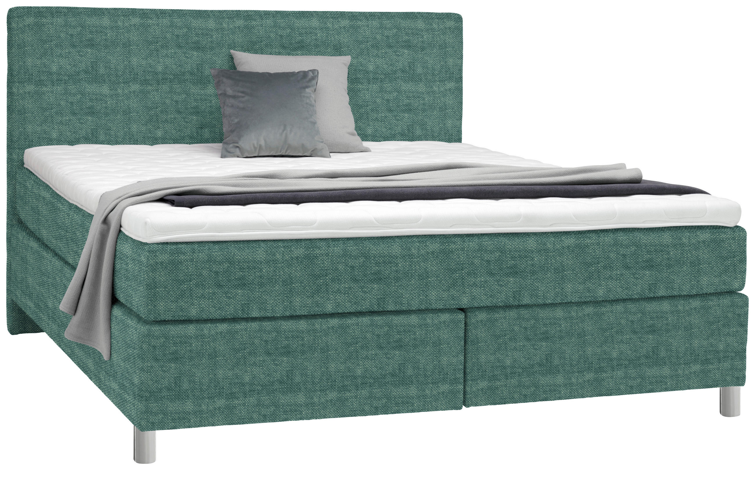 BOXSPRINGBETT 180/200 cm  in Petrol  - Chromfarben/Petrol, KONVENTIONELL, Kunststoff/Textil (180/200cm) - Voleo