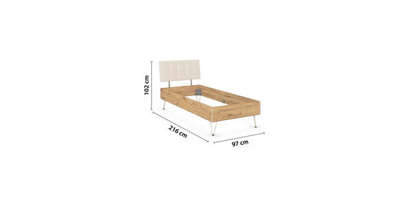 BETT 90/200 cm  in Eiche Artisan  - Champagner/Eiche Artisan, Design, Holzwerkstoff/Textil (90/200cm) - Carryhome
