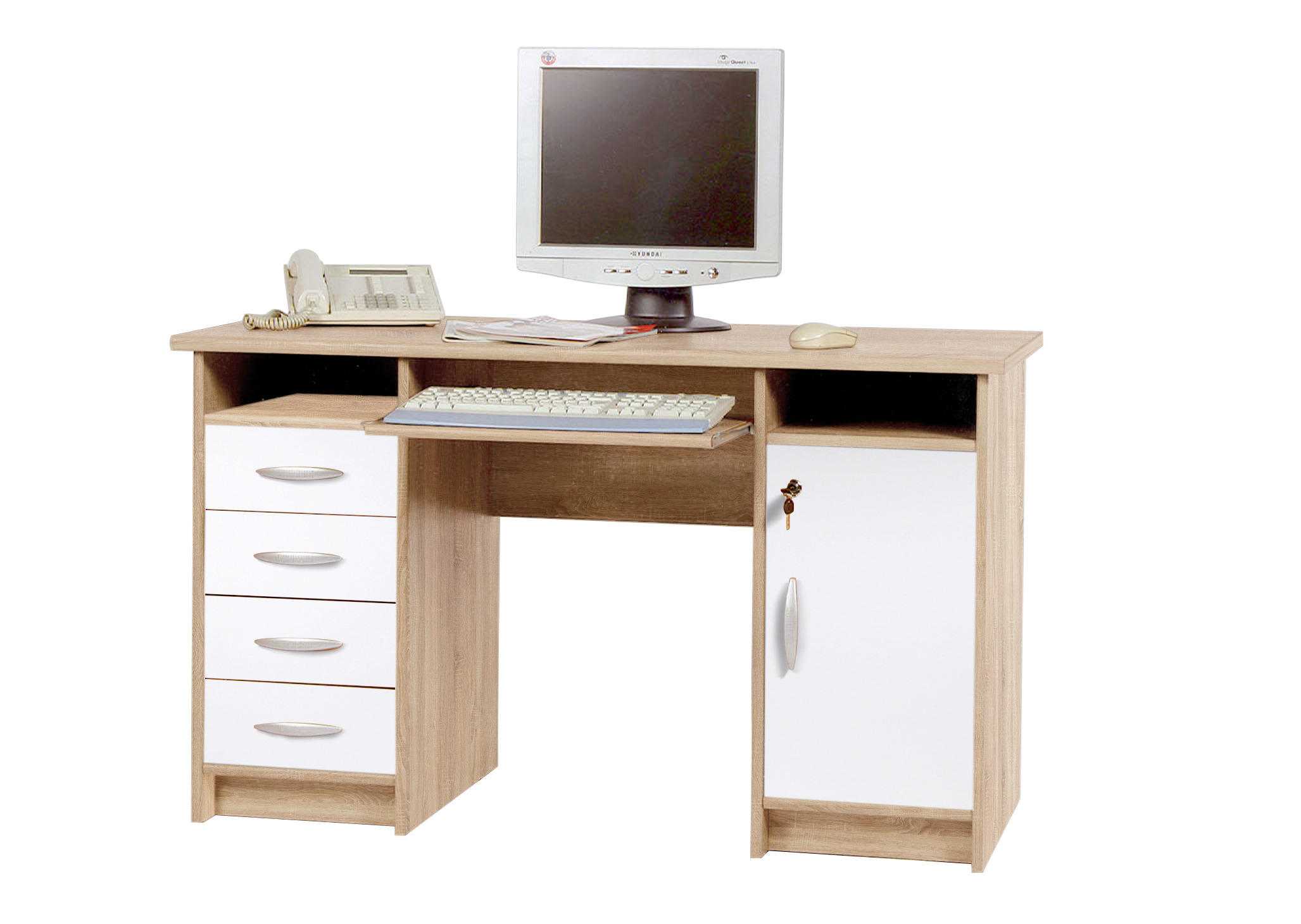 RADNI STO  bela, sonoma hrast   - sonoma hrast/bela, Dizajnerski, pločasti materijal/plastika (126/77/55cm) - Boxxx