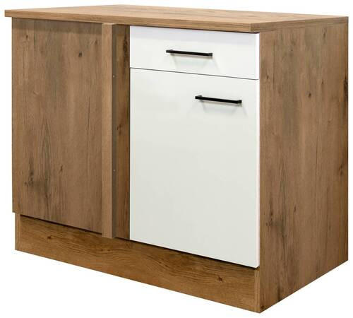 ECKUNTERSCHRANK 110/85/57 cm  - Eichefarben/Magnolie, KONVENTIONELL, Holzwerkstoff/Metall (110/85/57cm) - FlexWell