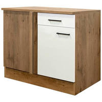ECKUNTERSCHRANK 110/85/57 cm  - Eichefarben/Magnolie, KONVENTIONELL, Holzwerkstoff/Metall (110/85/57cm) - FlexWell
