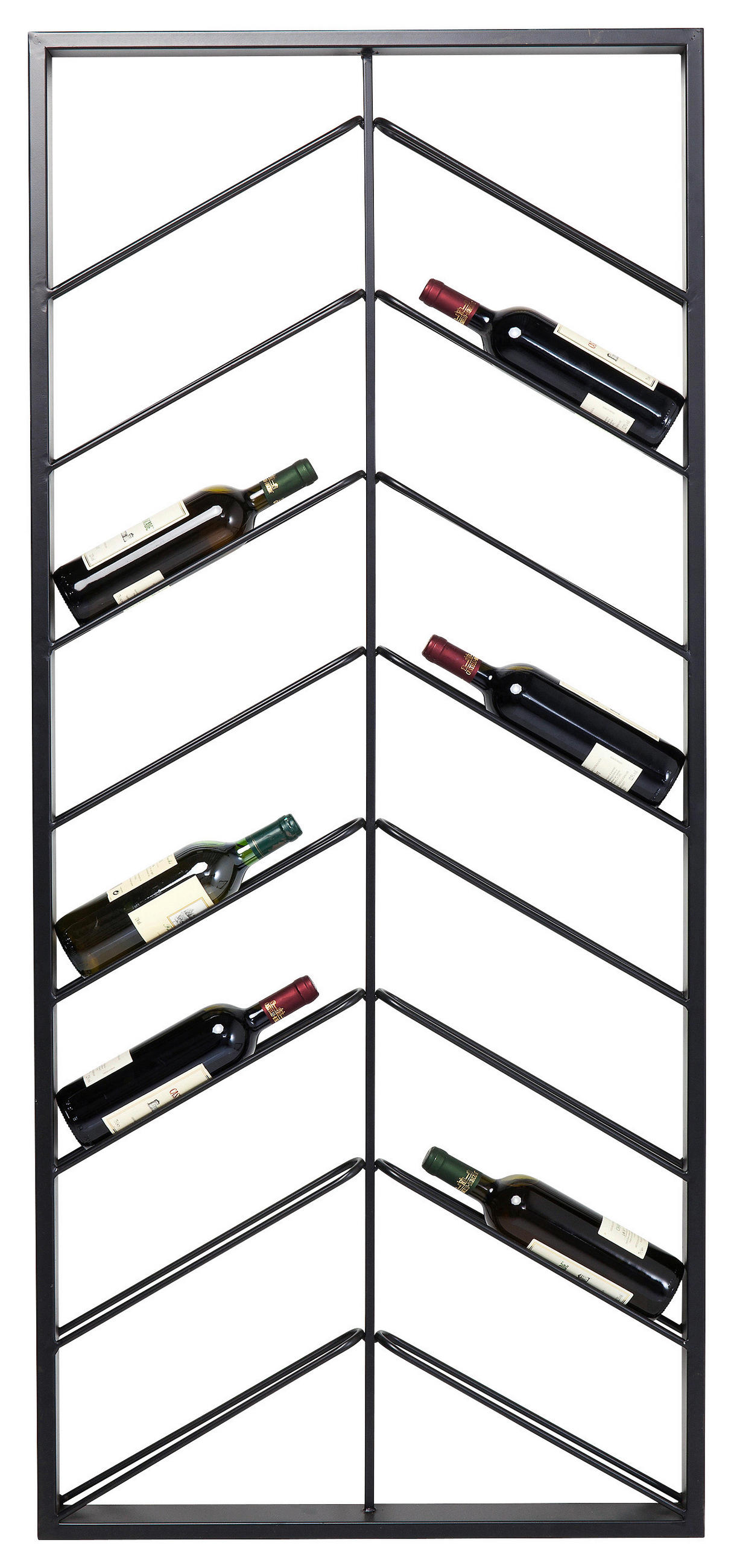 WEINREGAL Schwarz  - Schwarz, Design, Metall (70/160/6cm) - Kare-Design