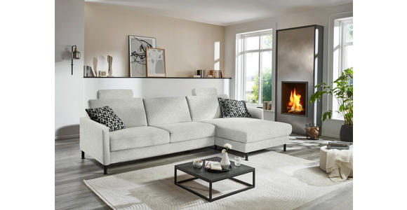 ECKSOFA  in Chenille, Flachgewebe Beige  316/175 cm  - Beige/Schwarz, Design, Textil/Metall (316/175cm) - Dieter Knoll