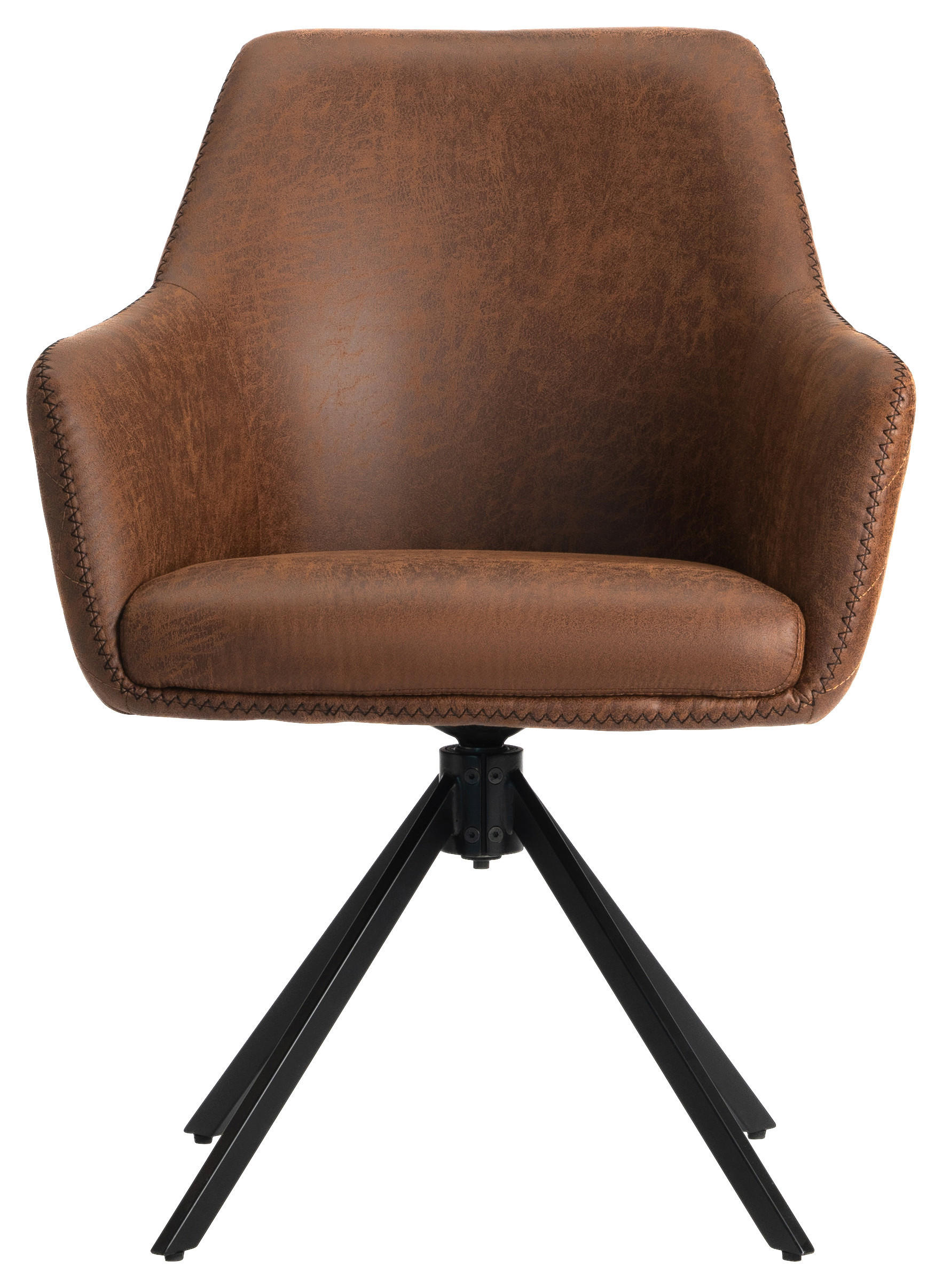 ARMLEHNSTUHL  in Eisen Mikrofaser  - Cognac/Schwarz, Design, Textil/Metall (64/83/61cm) - Ambia Home