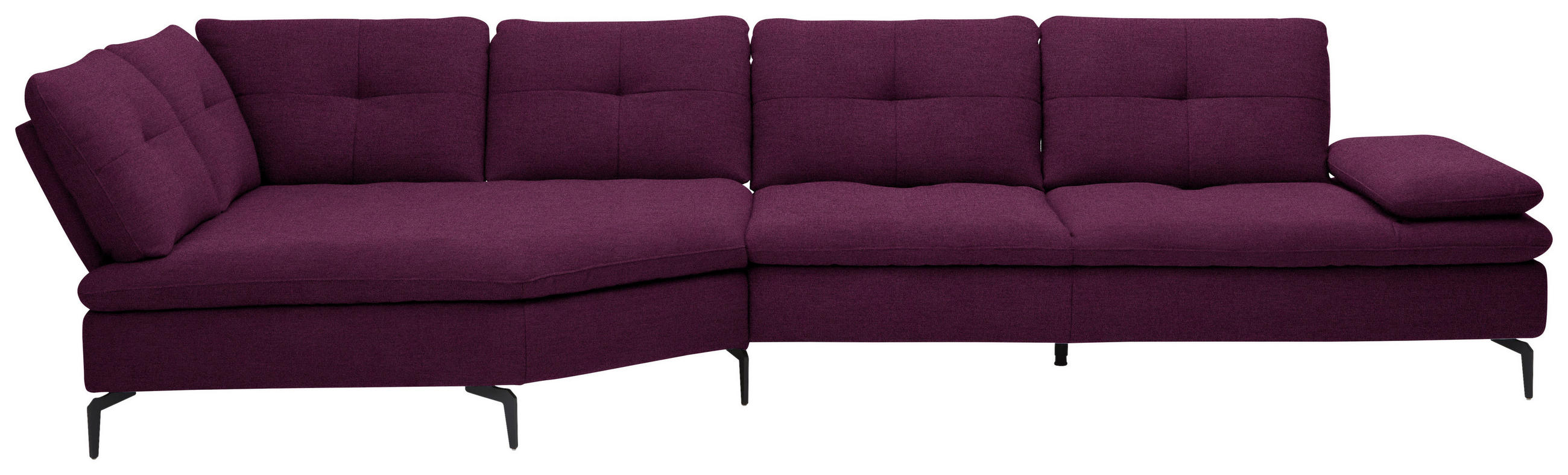 ECKSOFA in Flachgewebe Violett  157/344 cm  - Violett/Schwarz, Design, Textil/Metall (157/344cm) - Chilliano