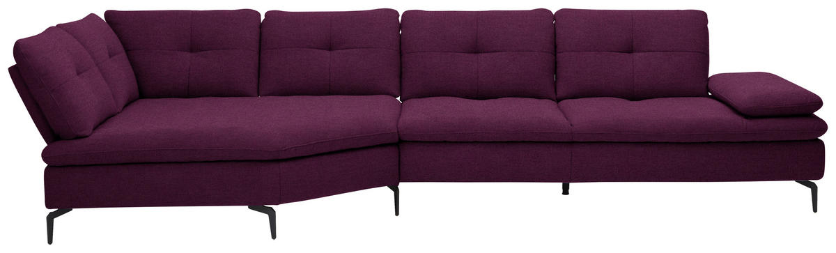 ECKSOFA in Flachgewebe Violett  - Violett/Schwarz, Design, Textil/Metall (157/344cm) - Chilliano