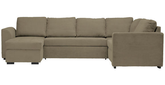 WOHNLANDSCHAFT  in Cord, Velours Olivgrün  - Schwarz/Olivgrün, Design, Kunststoff/Textil (160/311/205cm) - Xora