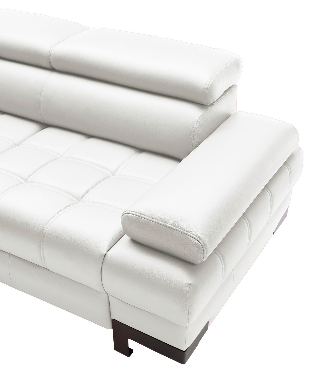 ECKSOFA in Echtleder Weiss  - Weiss/Schwarz, Modern, Leder/Metall (223/263cm) - Welnova