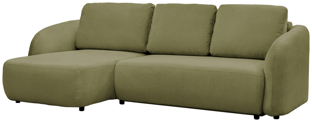 ECKSOFA PORTO Olivgrün  - Schwarz/Olivgrün, Design, Textil (154cm) - MID.YOU