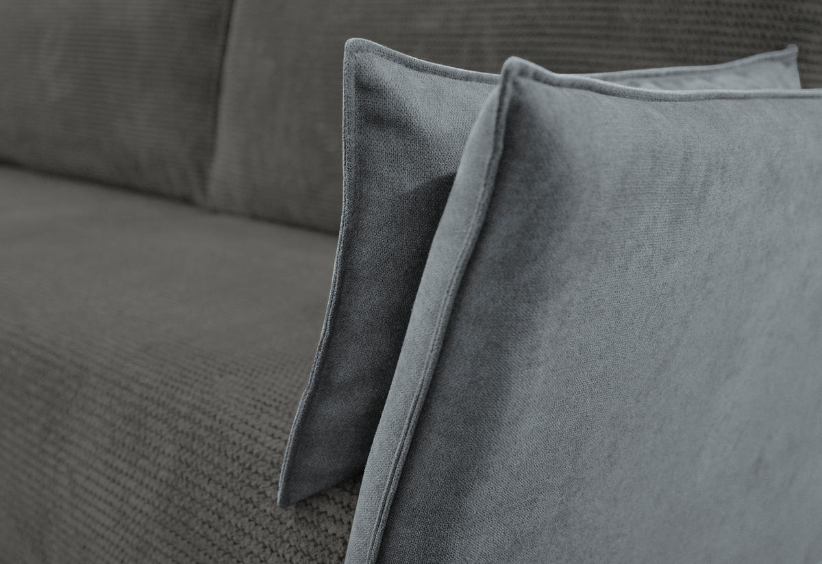 SCHLAFSOFA  mit Liegefunktion, Rücken echt Cord, Flachgewebe Grau  - Schwarz/Grau, KONVENTIONELL, Textil/Metall (223/72/100cm) - Carryhome