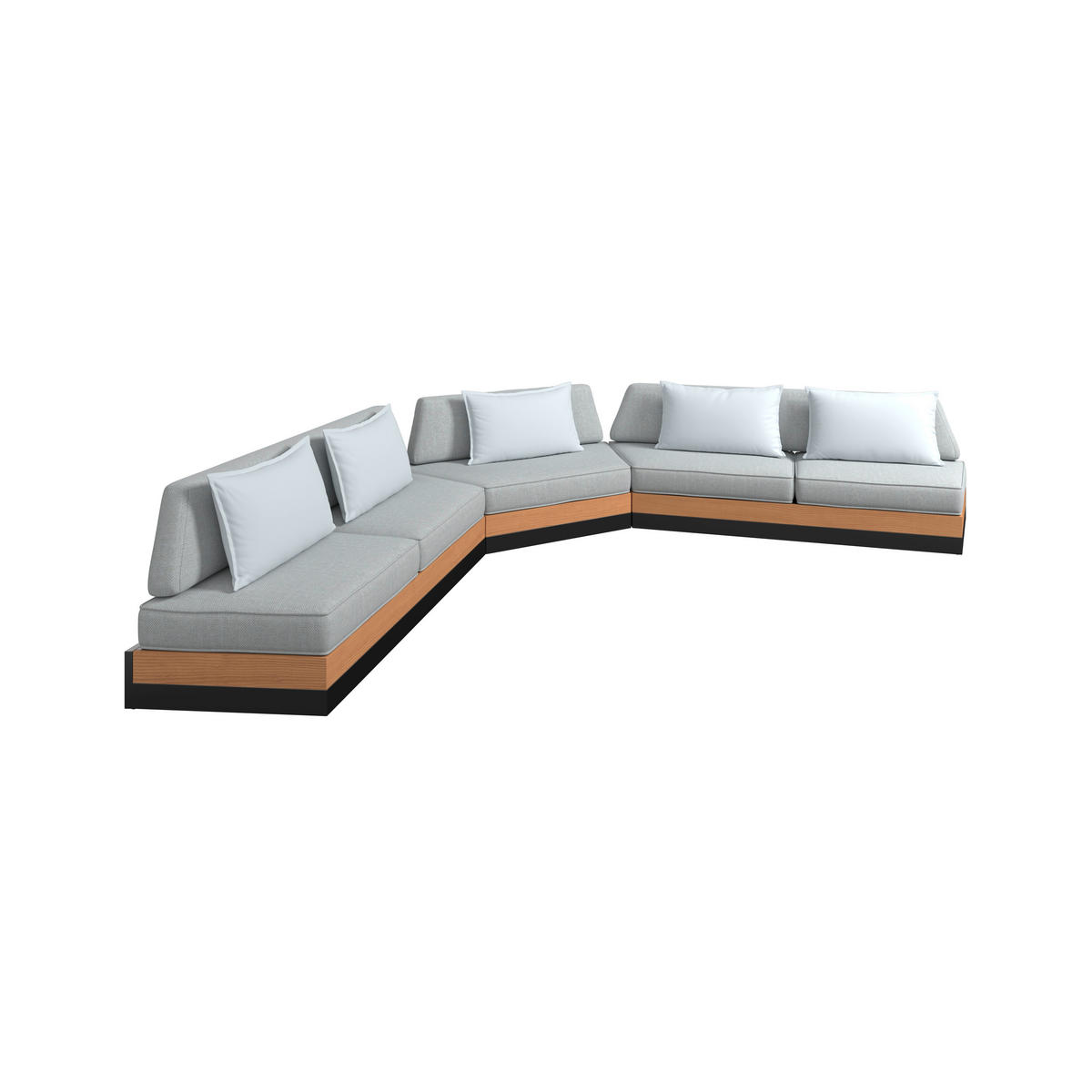 LOUNGEGARNITUR 5-teilig  333/333 cm  Teakholz Aluminium  - Schwarz/Teakfarben, MODERN, Holz/Kunststoff (333/333cm) - Ambia Garden